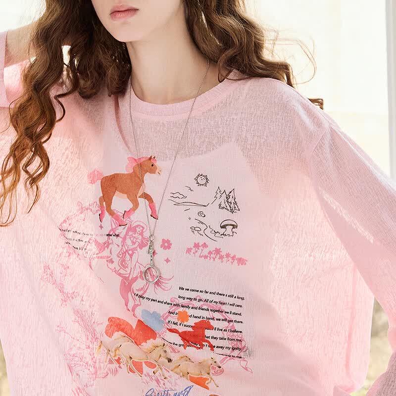 Chuyu Women's Bohemian Print Long-Sleeve T-Shirt