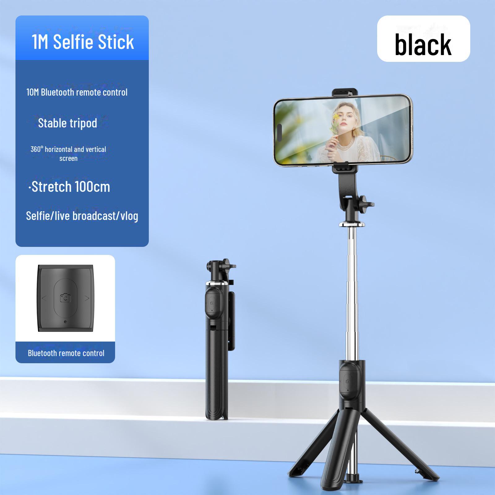 

Штатив для селфи с Bluetooth-подсветкой и заполняющим светом для телефонов Android/iOS 1 meter standard model чёрный