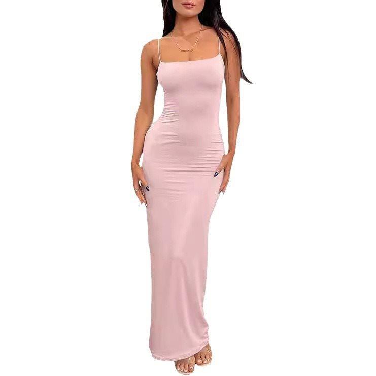 New Women's Evening Dress Dress Sexy Women's Long Skirt Hip-wrapped Slim Backless Summer American Black
