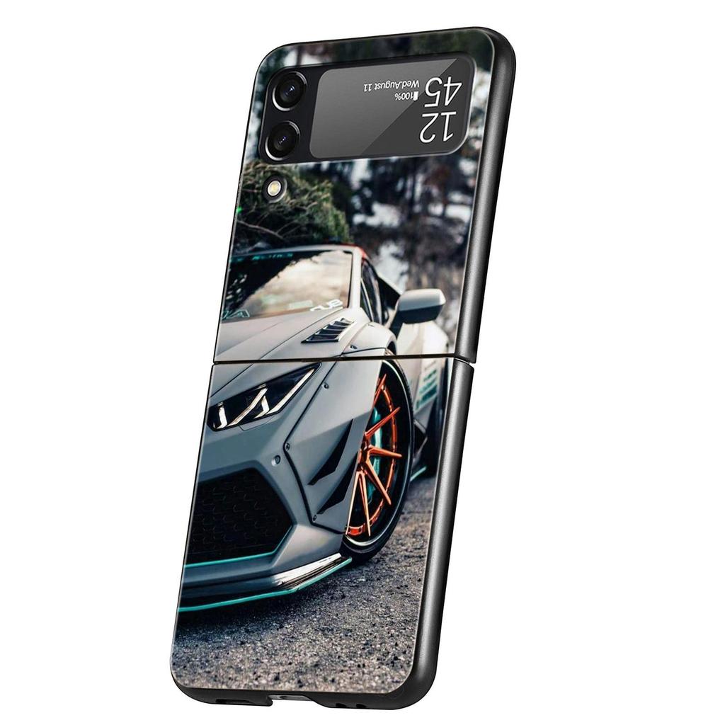 For Samsung Galaxy Z Flip 3 4 5 Hard Black Folding PC Phone Case Blue Red JDM Sport Car Luxury For Samsung Z Flip3 Back Cover