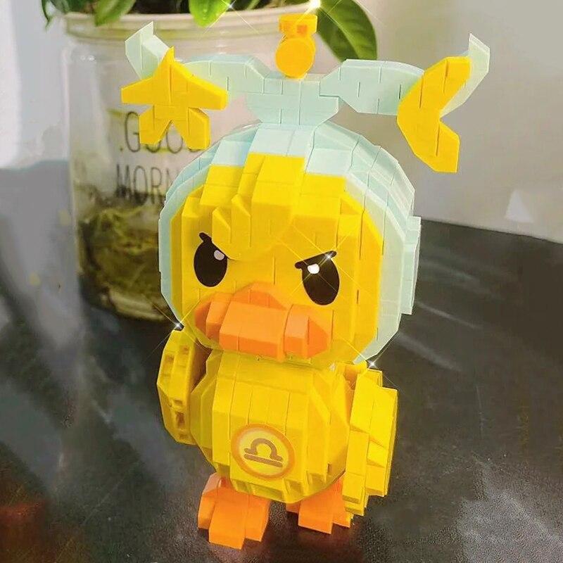 97057 Zodiac Libra Duck Animal Constellation Pet Doll Model DIY Mini Diamond Blocks Bricks Building Toy for Children No Box