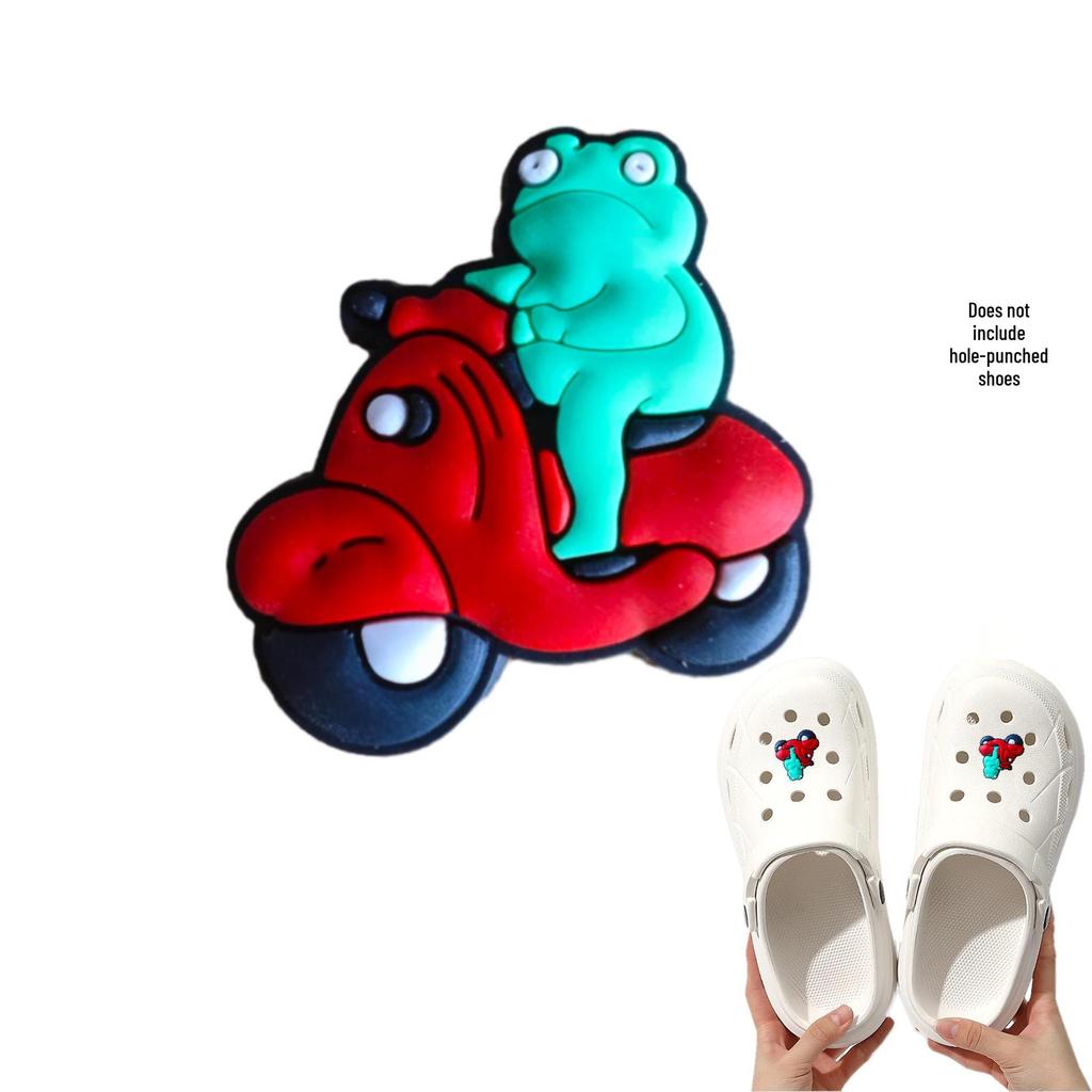 Green Frog DIY PVC Detachable Shoe Accessories - Buckle & Flower Ornaments for Hole Shoes