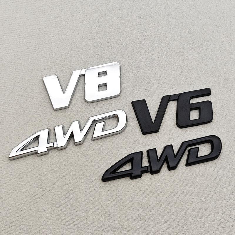3D Metall Auto Aufkleber Logo 4WD V6 V8 LIMITED Kotflügel Seitenemblem Heckklappen Emblem Für Toyota LC150 LC200 4Runner Tundra Zubehör