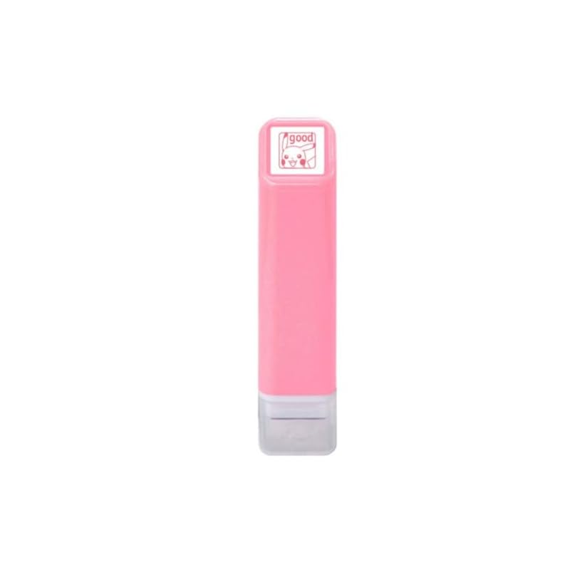 Kodomo No Kao Stamp - Pokémon One-Point Self-Inking Stamp - Pikachu / Good / Color: Coral Pink 2870-032