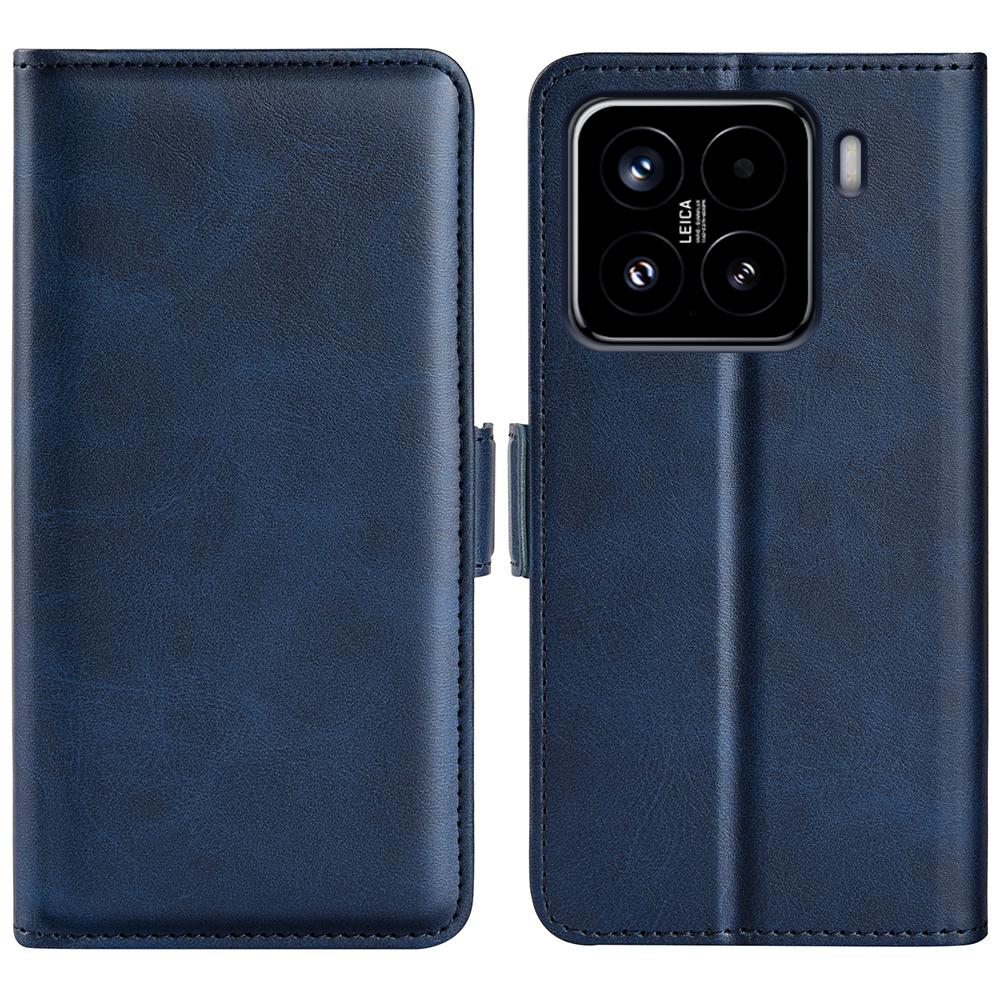 

For Xiaomi 15 Stand Case Calf Texture Leather Wallet Phone Cover Blue