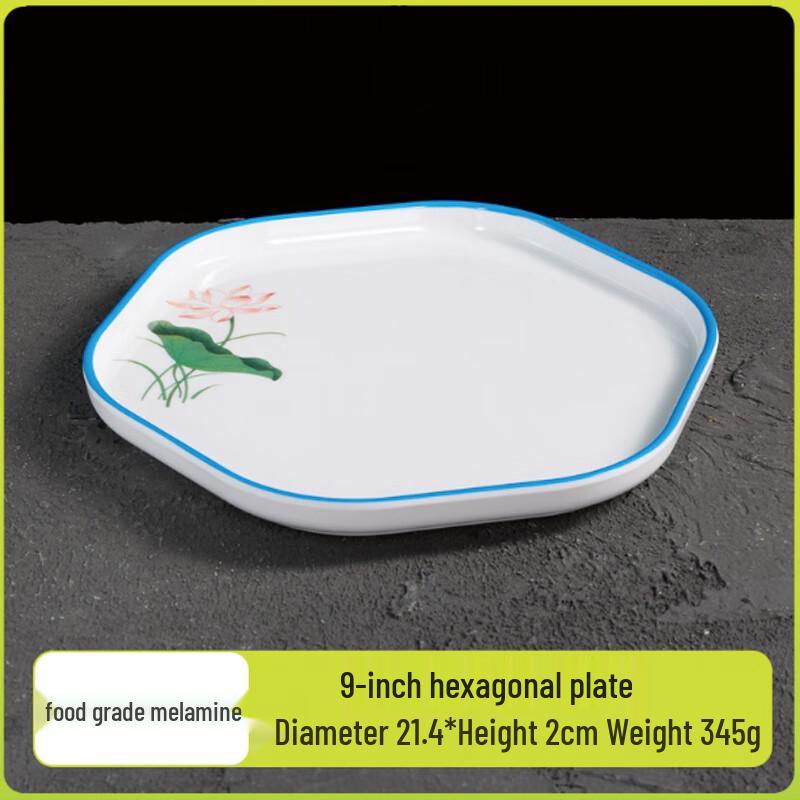 Jiubing Melamine Blue Lotus Dinner Plates 2-pack