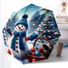 1pc Sturdy 8-Bone Auto Umbrella, Adorable Snowman Umbrella, Digital Printed, Foldable Umbrella for On-the-Go Outdoor Use
