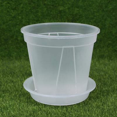 1 Stück Klarer Blumentopf Pflanzgefäß Mit Tablett 10Cm/12Cm/14Cm Pp Transparenter Blumentopf Orchideentopf Mit Löchern Für Den Home-Office-Schreibtisch