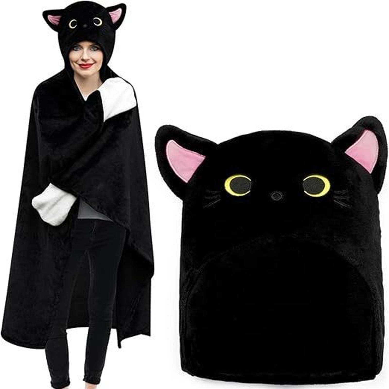 

Hooded Thick Warm Cape Flannel Shawl Hooded Women s Bathrobe Blanket One Size