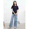 JUZUI Rundhals-T-Shirt mit gesticktem Buchstaben