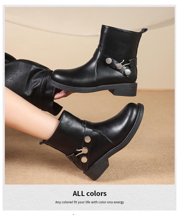 2025 autumn and winter new women's fashion short boots side zipper Martin boots retro western cowboy boots versatile knight boots