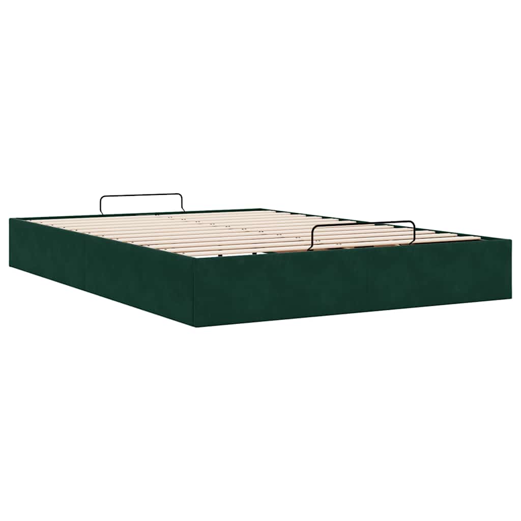 Ottoman Bed Without Mattress Dark Green 140x190 Cm Velvet