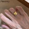 Foxanry Gold Color Brushed Love Heart Zircon Rings For Women Elegant Romantic Sweet Delicate Creative Wedding Jewelry Gifts