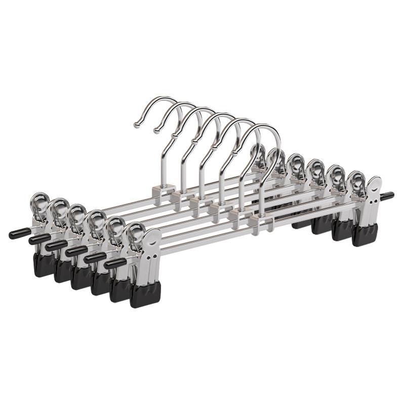 Stainless steel trouser clip hanger with clip household seamless jk skirt drying special large clothes support multifunctional