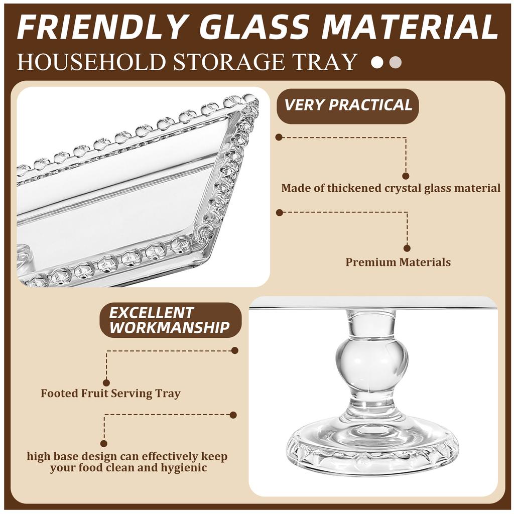 Crystal Glass Snacks Serving Tray Modern Decorative Snack Display Square Plate Fruit Plates Party Centerpieces Serving Tray