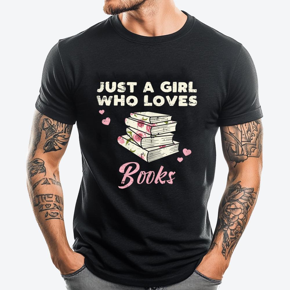 

Just Girl Who Loves Books Reading Book Librarian Anime T Shirts Oversized T Shirt S разноцветный