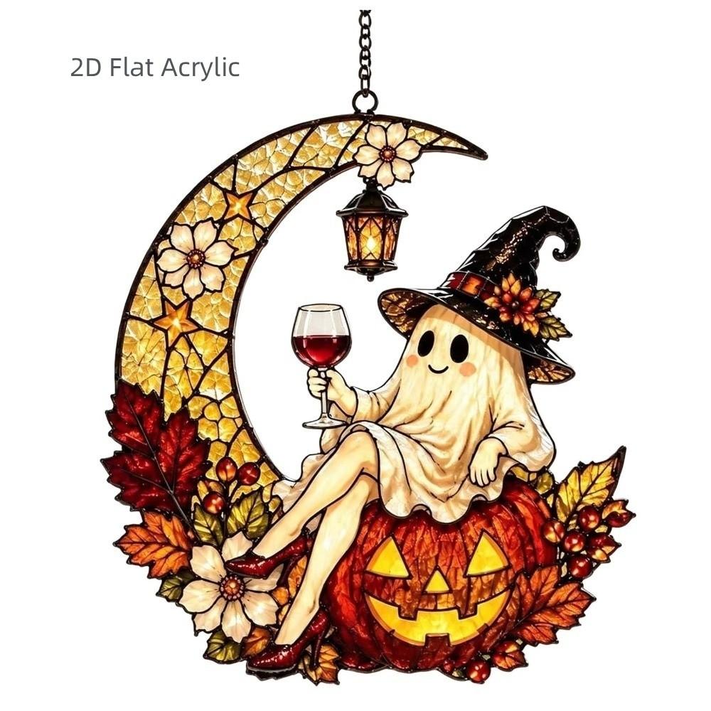 Pumpkin Cat Witch Ghost Pendant Decoration Colorful Window Hanging Decoration Balcony