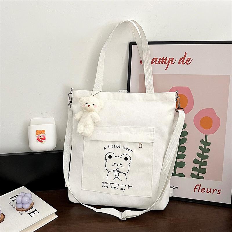 Simple autumn and winter new bag women's texture atmospheric canvas bag student class schoolbag cartoon handbag bag