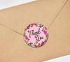 Darling Souvenir Round 45 Pcs Floral & Vines Border Black Thank You Stickers Envelope Seal-1.6