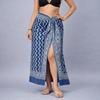 Women's Handmade Cotton Sarong Indian Block Print Indigo Chevron Pareo Beach Wrap Cover-Up Scarf Dupatta 72x44 Inch