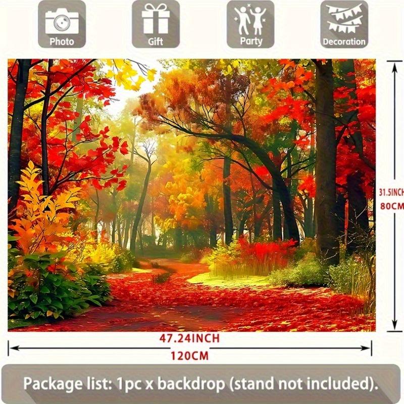 (Party Banner) 1 Piece 2D Flat Autumn Trail Passing Through Vivid Forest Background Decorative Background Photo Propszyc