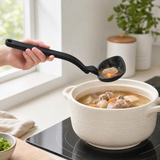 Silicone Cooking Spoon, Heat Resistant Folding Flat Spoon, Space Saving Cooking Spoon, Heat Resistant Kitchen Utensil for Baking