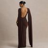 Spring Elegant European and American Women's Evening Gown - Sexy Backless Long Skirt with Flowing Ribbon