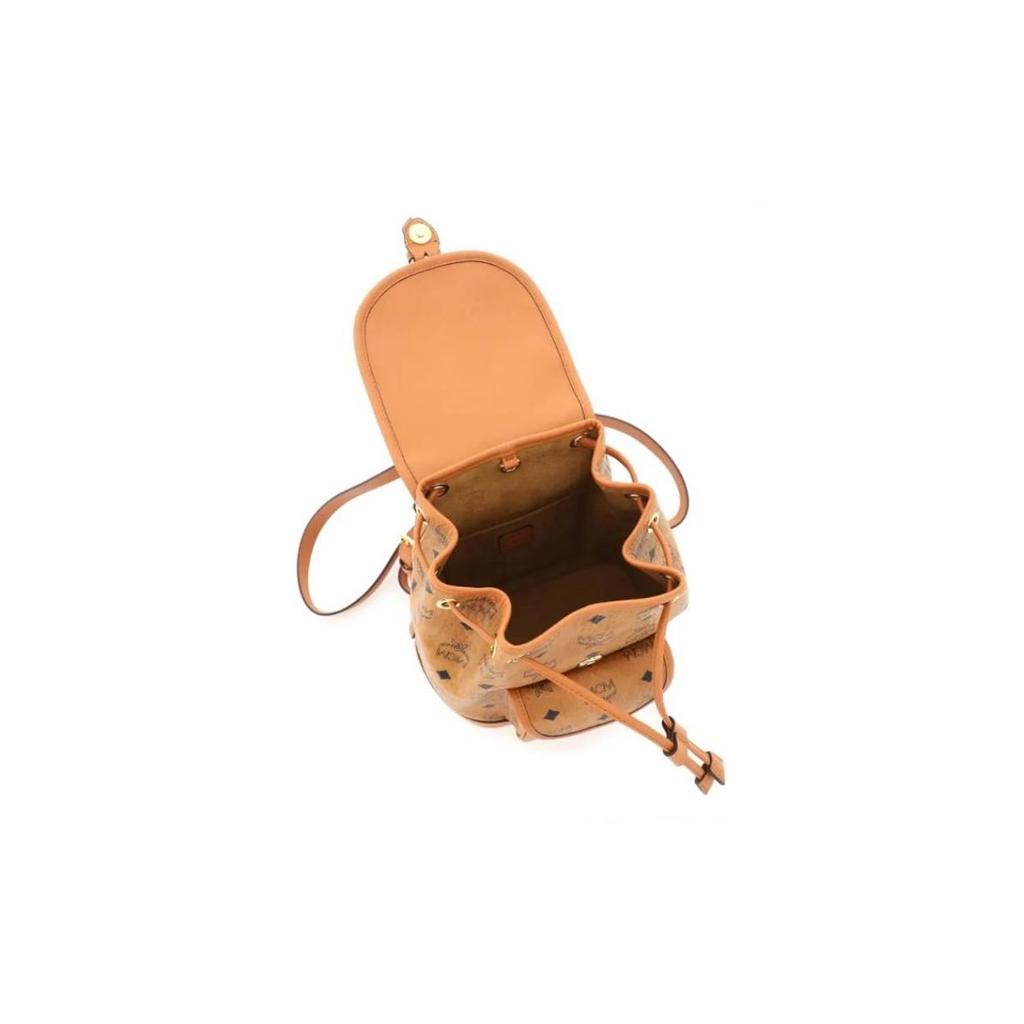 MCM Aren 24K Gold Plated Metal Accessories Letter Combination Print Coated Canvas And Spanish Calfskin Backpack Mini Unisex Backpack MWKDSTA02CO001