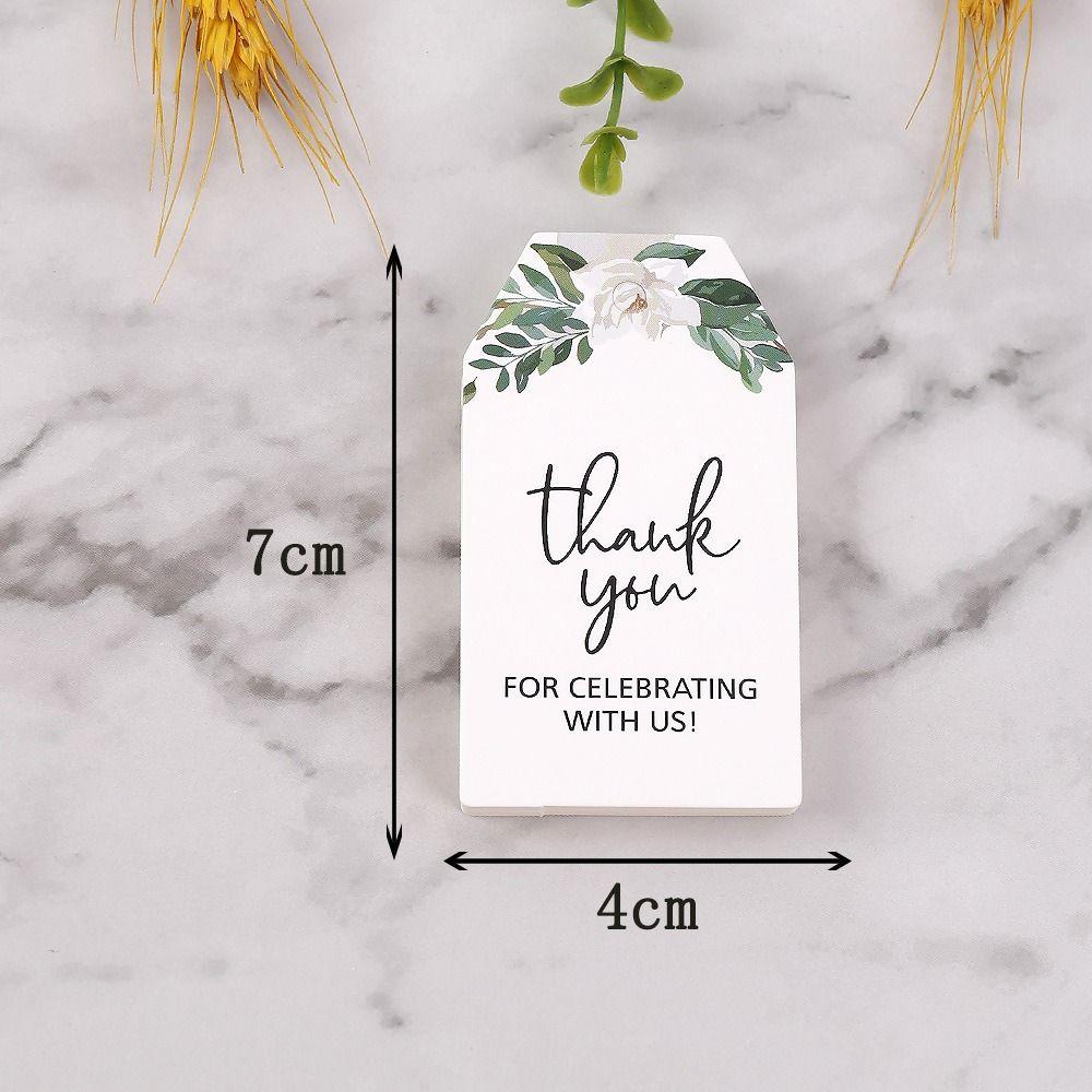 100PCS Green Leaves Thank You Cards Flower Pattern Wrapping Cards Thank You Labels Paper Green Plant Gift Wrap Decoration Cards