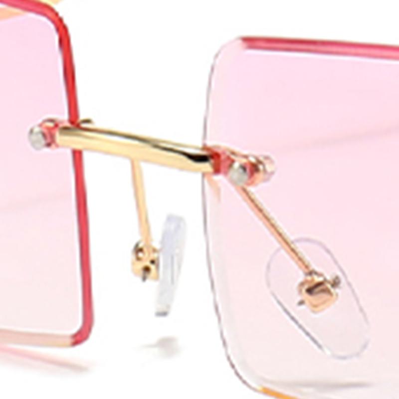 Rimless Rectangular Sunglasses Stylish Beautiful Comfortable UV Protection Rimless Sunglasses for Women