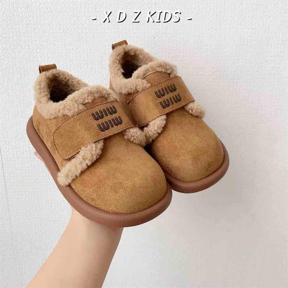 

Girls cotton shoes 2025 winter new Maillard color velvet Birkenstocks boys warm two cotton shoes fluffy shoes 33 inner length 19.7cm верблюд