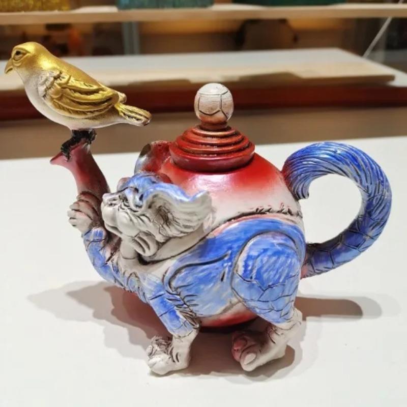 Art Cat Teapot Demon Cat Resin Craft Ornament Gothic Home Decor Unique Sculpture Gift for Collectors Tea Lovers