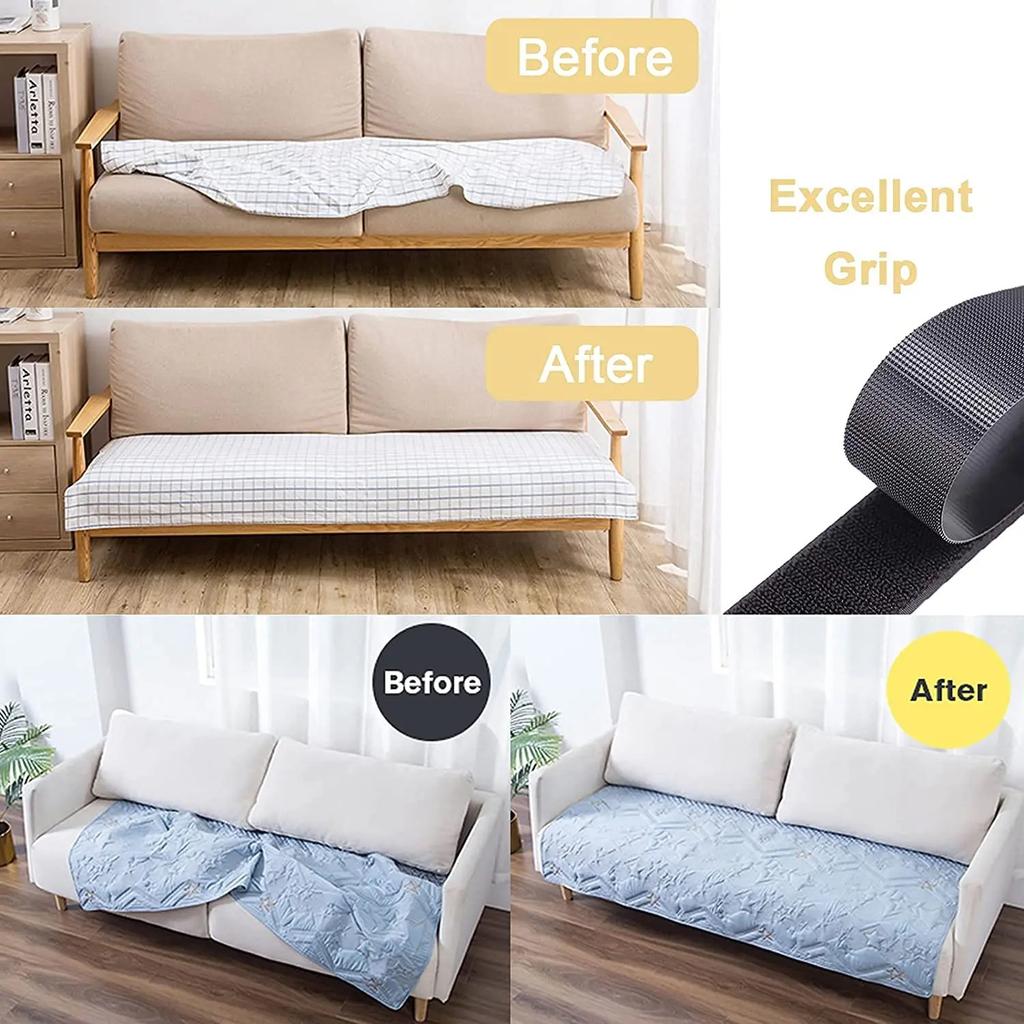 1pc 10cm×1m/2m/3meters Couch Cushion Non Slip Pads to Keep Couch Cushions from Sliding, Hook and Loop Tape