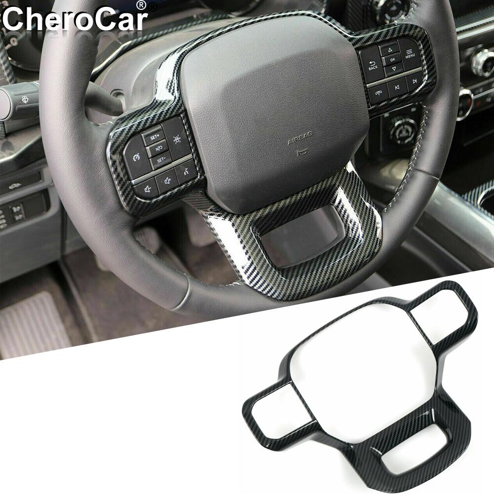 Carbon Fiber Steering Wheel Interior Cover Trim Accessories For Ford F150 21-22
