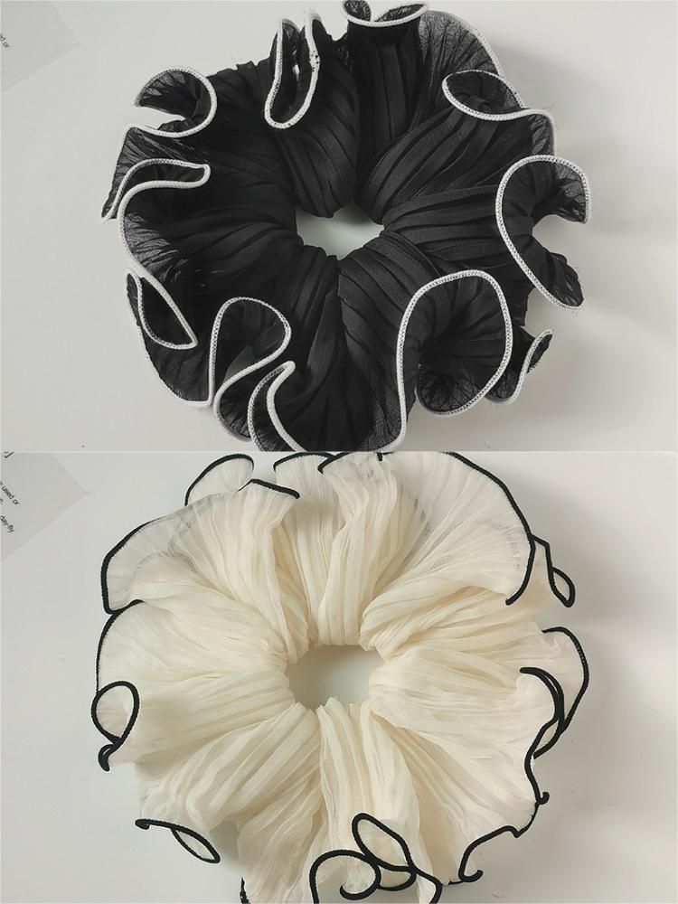 4/2pcs Fabric Hair Bands with Tassel Design Cute Solid Colour Chiffon Hair Bundles Ruffled Hair Bands,Suitable for Women