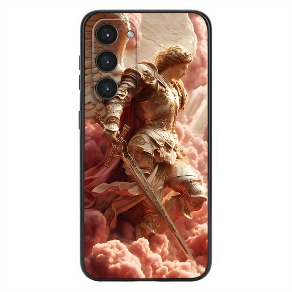 Archangel Michael Cross Phone Case For Samsung Galaxy A20,21s,22,31,32,52,53,72,73,80,91 Soft Liquid Silicone Black Cover