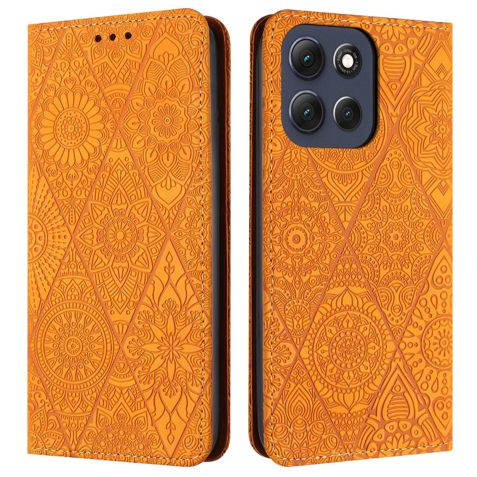 

For Motorola Moto G86 5G Case Imprinted Flower Wallet Stand Leather Phone Cover