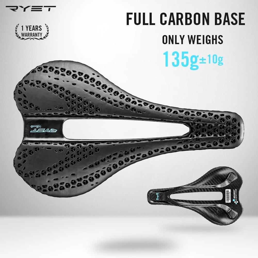 RYET Carbon 3D Printed Saddle Ultralight 135g 7*7 Bike Seating For Men Women Triathlon Road MTB Mountain Gravel Cycling Parts