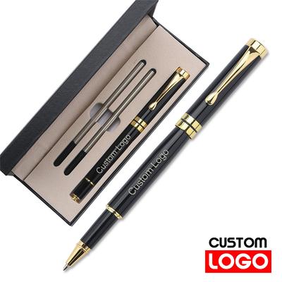 Luxury Gift Box Packed Metal Ballpoint Pen Free Laser Engraving Personalized Pen for Corporate Business Gift Trade Show Souvenir