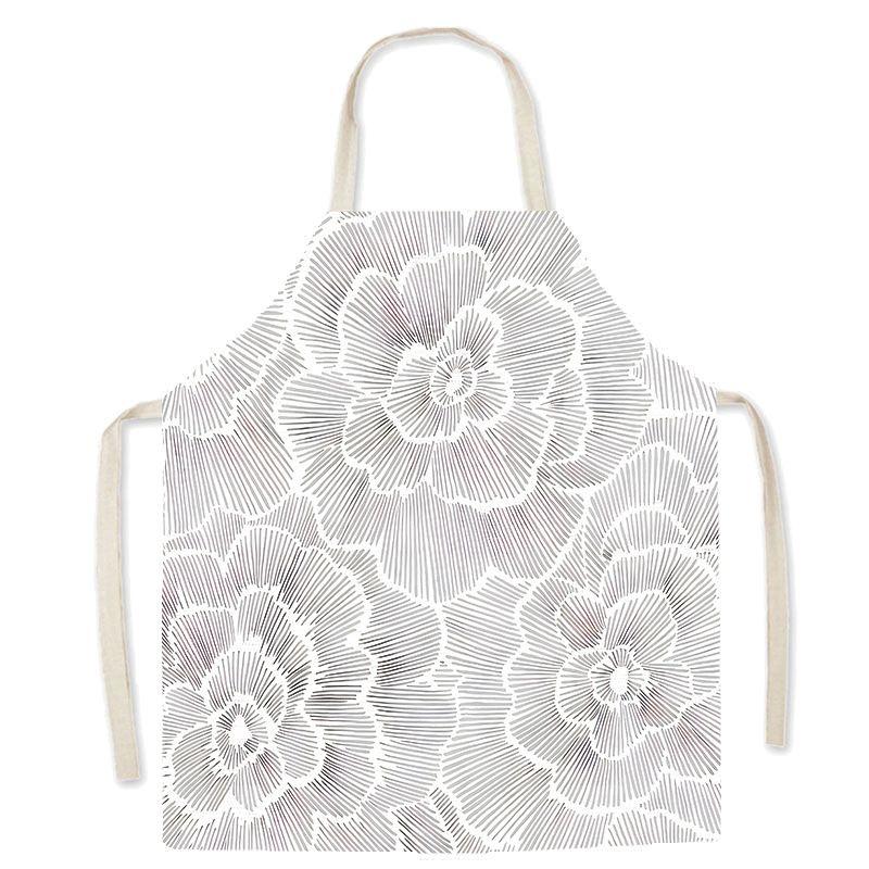 Nordic Fresh Plant Couple Linen Sleeveless Apron Kitchen Baking Cooking Men And Women Waist Chef Coat