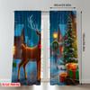 2pcs 2D flat printing Fashionable Christmas Curtains Christmas Reindeer Gifts Sleigh Digital Printed Polyester Drapes Holiday