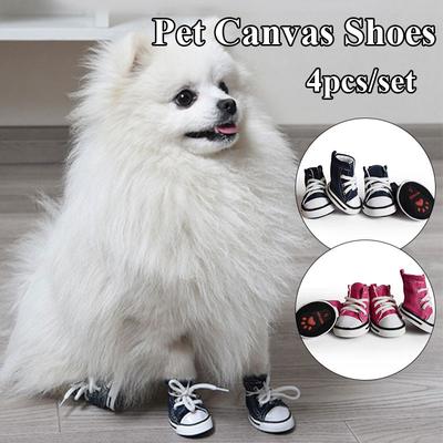 Sapatos de lona de cor sólida Sapatos antiderrapantes de lona para cães Sapatos para animais de estimação Sapatos impermeáveis Botas respiráveis para cães Meias jeans