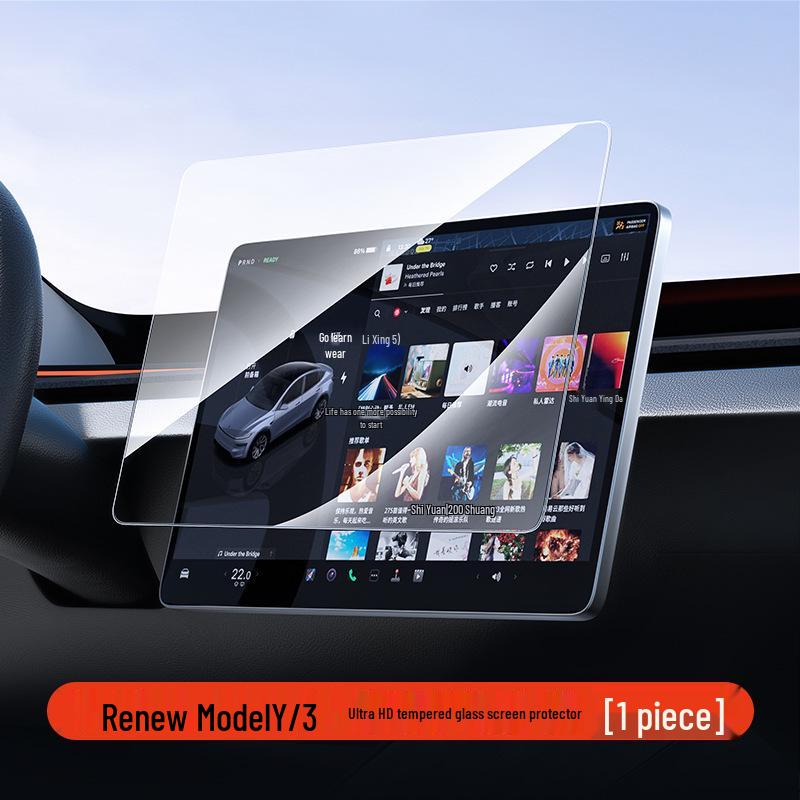 Tesla Model 3/Y Yoke Refresh Screen & Console Protection Kit: Tempered Glass & HD Film