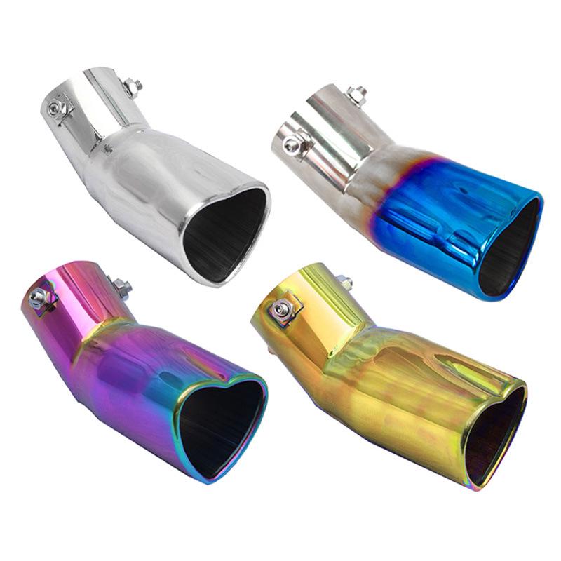 Heart-Shaped 63mm Stainless Steel Blue-Tinted Exhaust Muffler Tailpipe