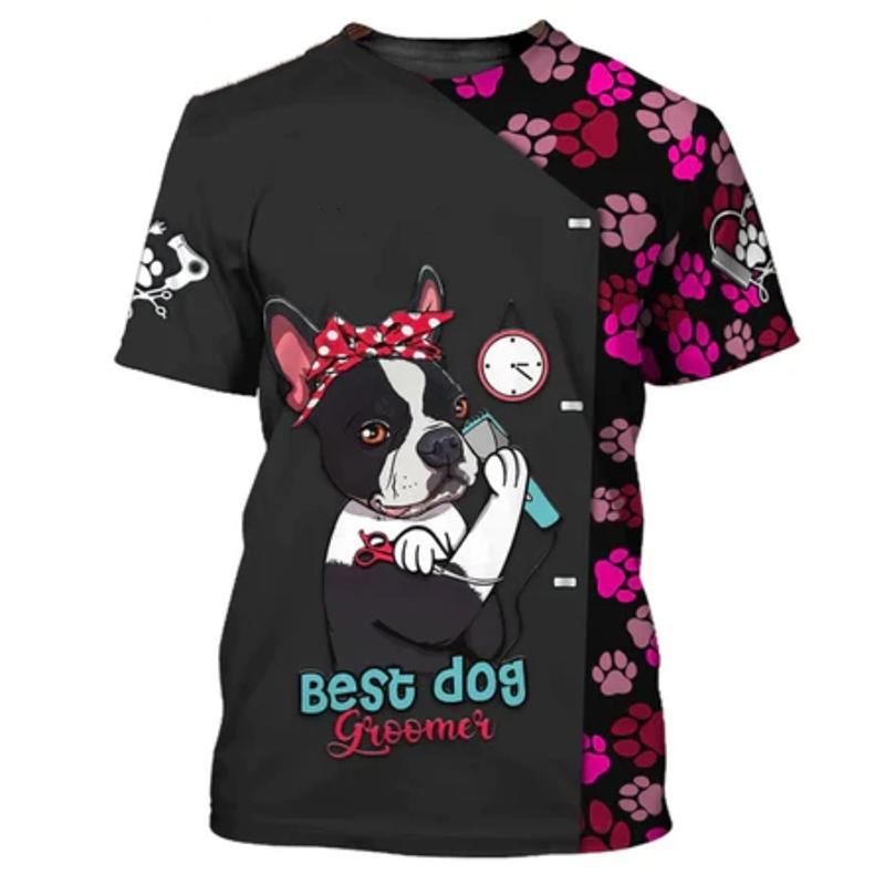Neues Hundepflege 3D-Druck Damen Herren Haustierpfleger Arbeitskleidung Uniform T-Shirt Streetwear T-Shirts Harajuku Unisex Oversized T-Shirts Tops