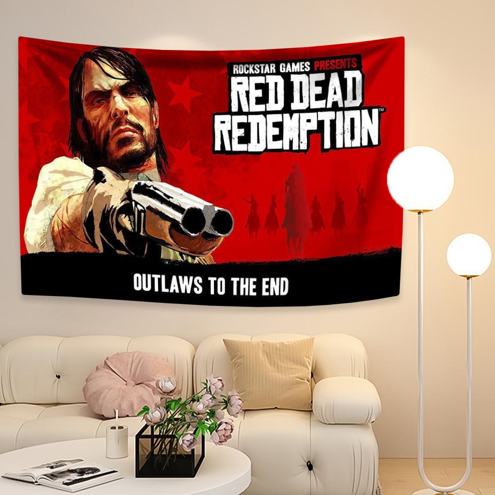 

Игра RDR 2 Гобелен Цифровая печать Флаг Мода Декор для дома и сада Настенный декор Покрытие для спальни Общежития Вечеринки Настенный баннер 29x37in