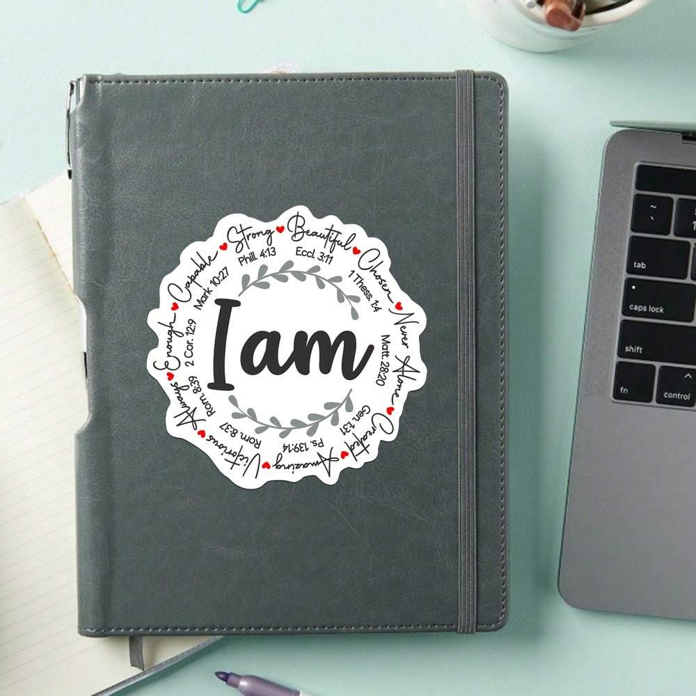 1PC I Am Affirmation Sticker | Inspirational Bible Sticker Pack For Journals And Laptops | Waterproof Sticker For Water Bottles And Cars