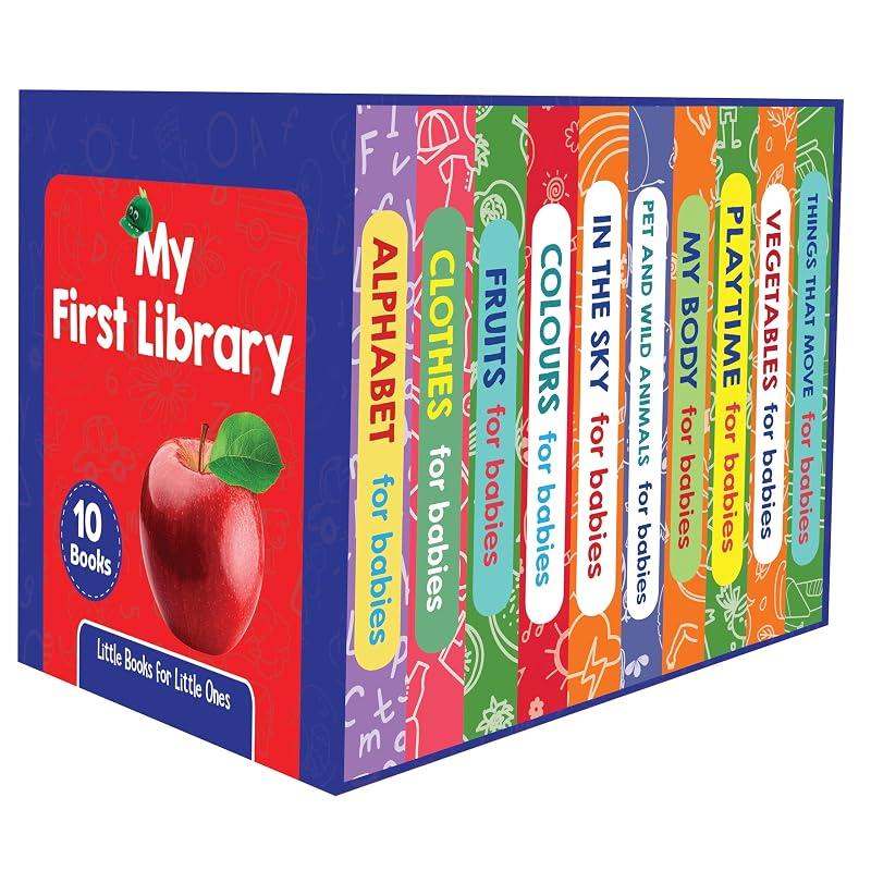 Pegasus My First Library BoxSet Of Preschool Board Books (Alphabet, Fruits & Vegetables, Numbers, Animals & Birds, , First Words, Etc) (My