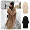 Vêtements pour femmes Style Simple et Haut de Gamme Col Rabattu Laine d'Agneau Polaire Épais Manteau Long Manteau