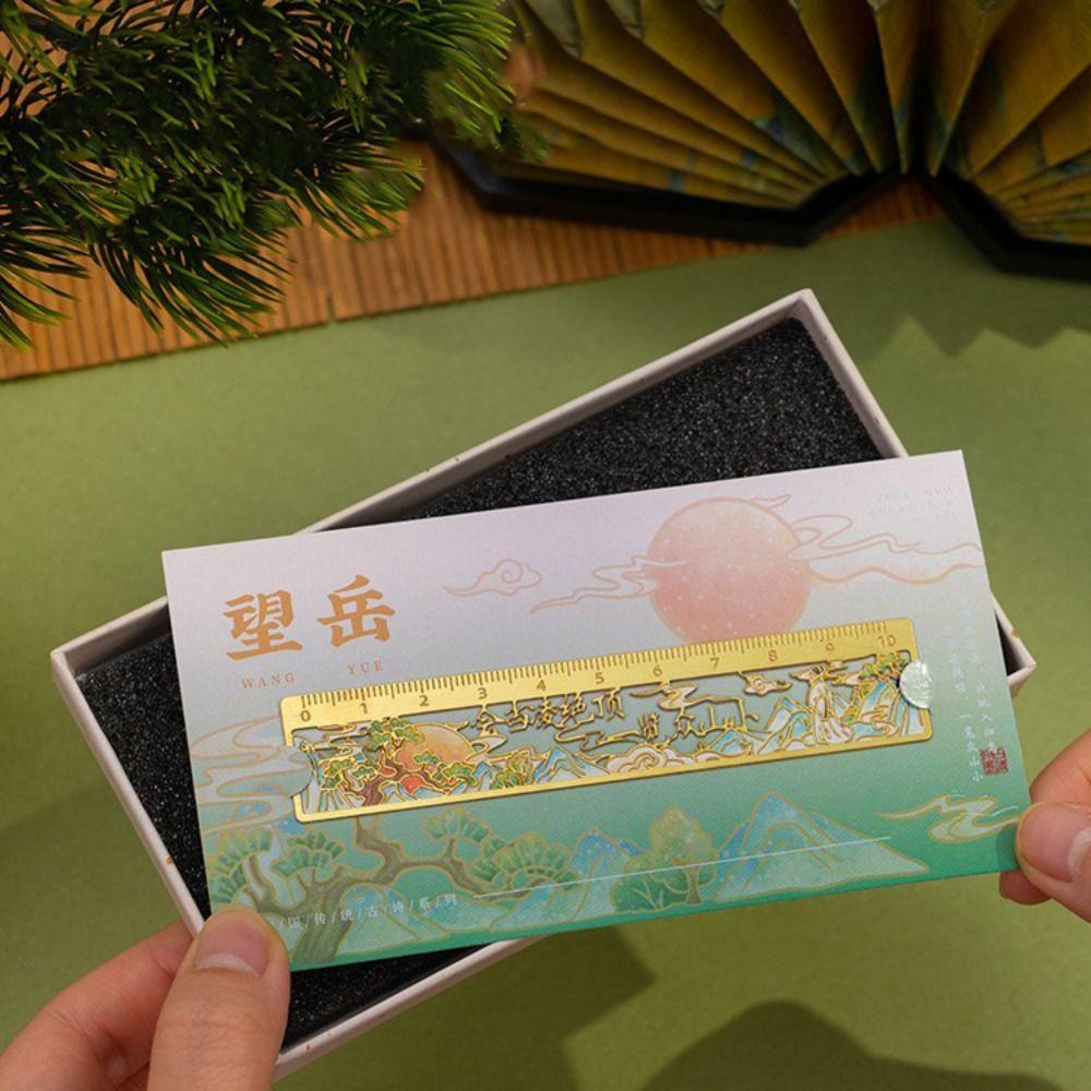 Cute Bronzing Ruler Bookmark Kawaii Landscape Metal Bookmark Oil Painting Ruler Bookmark  School